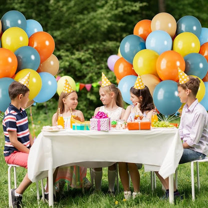 Blue Yellow and Orange Balloons, 12 Inch Retro Sea Blue Yellow Orange Balloons - Image 5