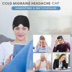Cold Head Cap, Ice Head Hat, Compressed Ice Head Wrap Wearable Comfortable &Strechable-Black