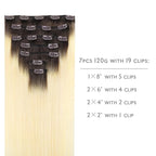 WENNALIFE Clip in Hair Extensions, 14 Inch 120g 7pcs Clip in Hair Extensions Real Human Hair, Ombre Light Dark Brown to Platinum Blonde Remy Hair Straight