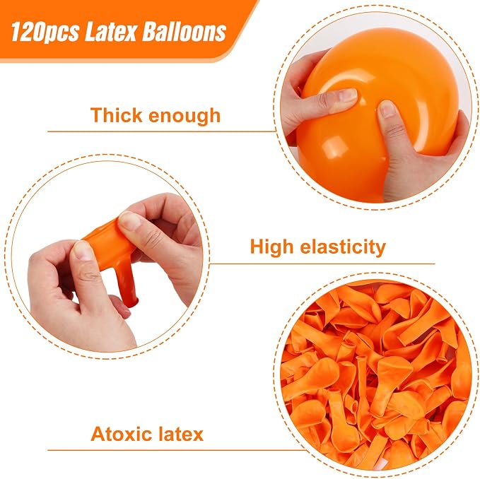 RUBFAC Orange Balloons 120pcs 5 Inch Latex Party Balloons - Image 4