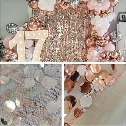 Rose Gold Sequin Backdrop, 9x10 Feet, 18MM Large Sequin, 1 Panel | Shimmer - Image 3