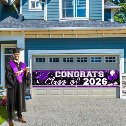 Graduation Decorations 2026 Yard Sign Large Class of 2026 Banner Purple | - Image 6