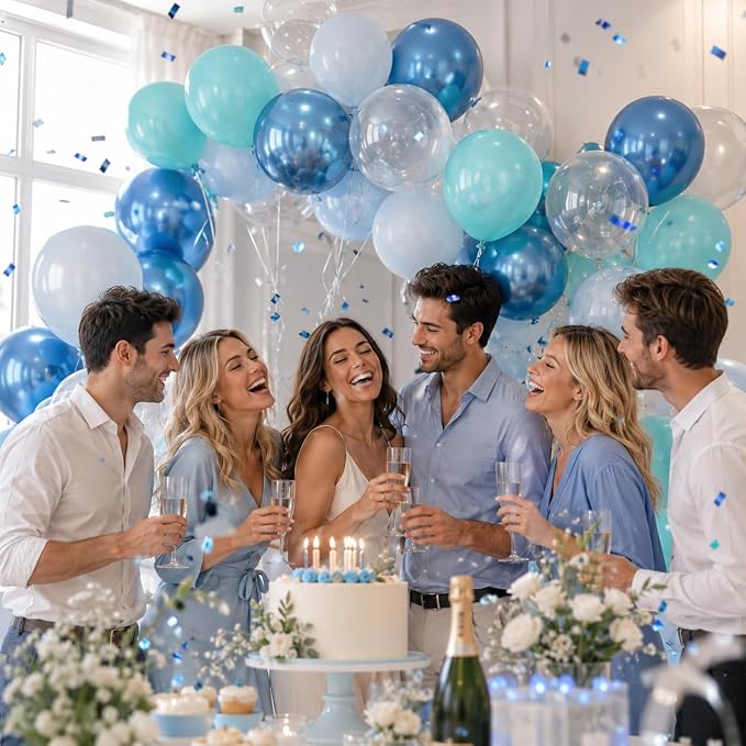 Ocean Under The Sea Balloon, 12 Inch Teal Blue Balloons Turquoise Blue and - Image 7