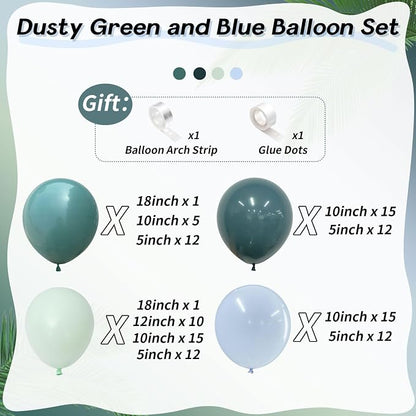 Dusty Slate Blue and Green Garland Balloon Arch Kit - Image 2