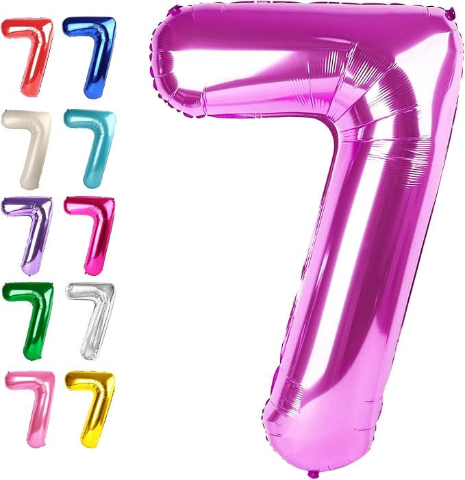 Rosy Purple Number 7 Balloon 40 inch, 7th Birthday Party Balloons Decoration | by Upgesy
