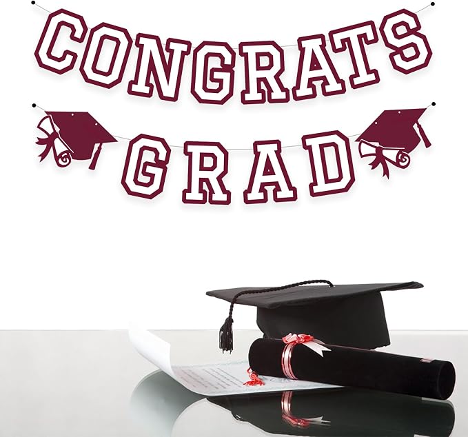 Congrats Grad Banner Graduation Party Banner Decoration Hanging Garland High - Image 3