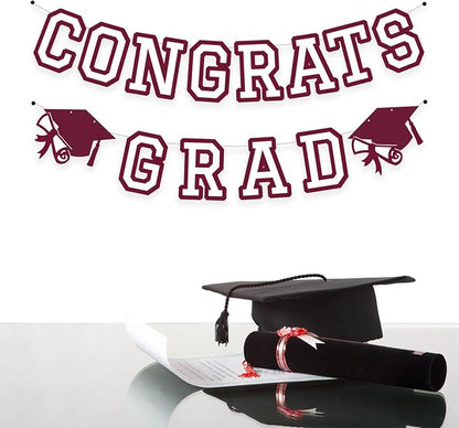 Congrats Grad Banner Graduation Party Banner Decoration Hanging Garland High - Image 3