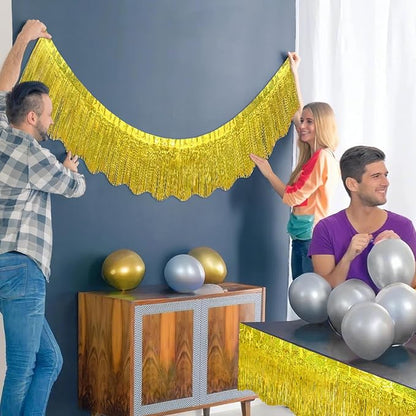 LOLStar Gold Foil Fringe Tinsel Garland, Tinsel Streamers Banner, 6 Pack | 60Ft - Image 9