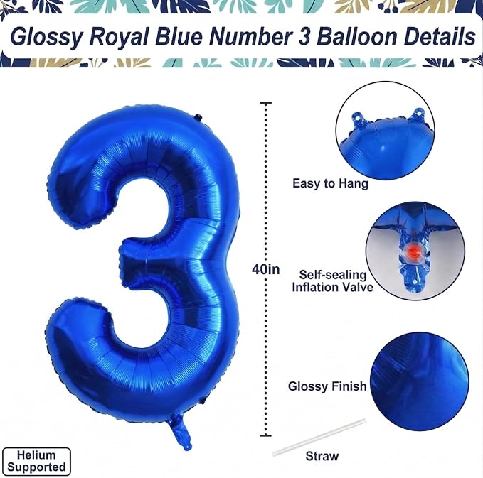 Navy Blue Number 13 Balloon 40 Inch, Shiny Foil Numeral Teen Milestone Decor | - Image 4