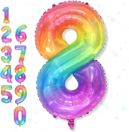 Foil 8 Balloon, Pastel Rainbow Number 8 Balloons by Froova