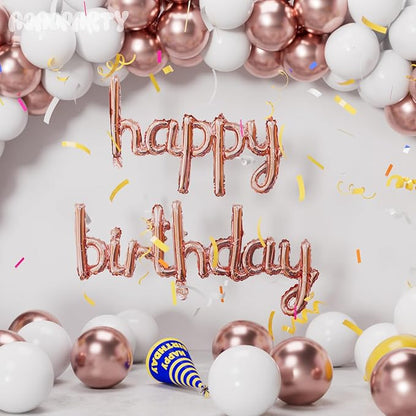 Rose Gold Happy Birthday Balloons Banner 16 Inch Mylar Foil | Happy Birthday - Image 4