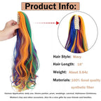 Claw Clip Ponytail Extension 18" Clip in Wavy Ponytail Hair Extensions Long Pony Tails for Women Extensions Rainbow Colorful Wave Hairpiece