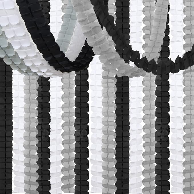 Black White-Silver Party-Decorations Streamers Garland - 157Ft Graduation by Hugtmr