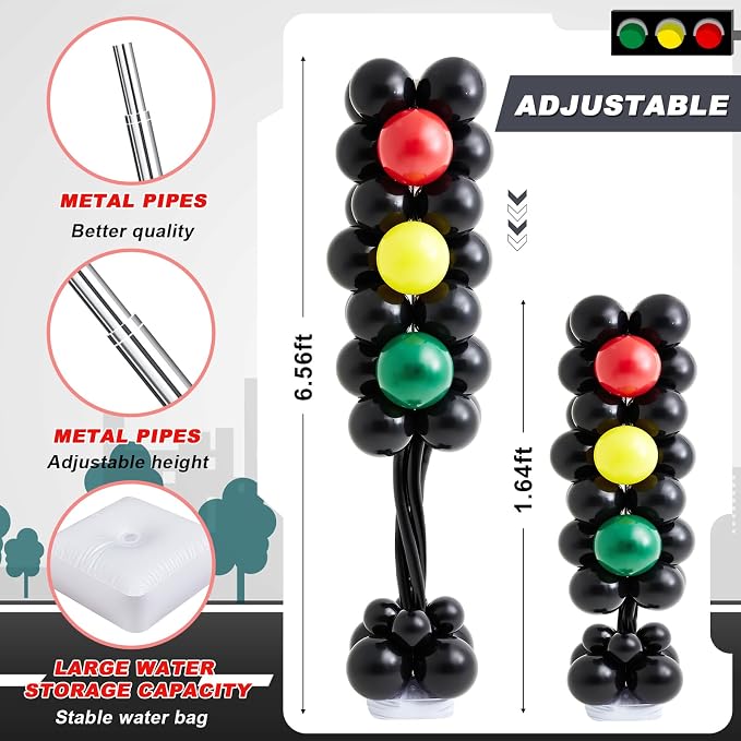 Gejoy 2 Sets Traffic Light Balloons Column Stand Kit - Image 3