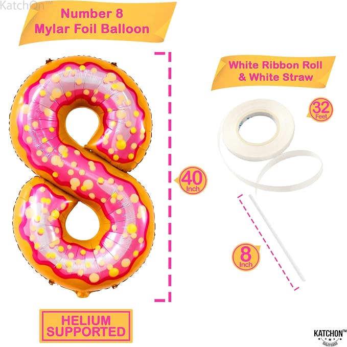 KatchOn Number 8 Donut Balloon 40 Inch | 8 Balloons - Image 2