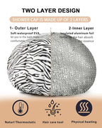 YIZIJIZI 2 Pieces Heat Cap for Deep Conditioning, Conditioning Cap Made of Aluminum Foil for Home and Salon Use, Hair Dyeing（Black white stripes）
