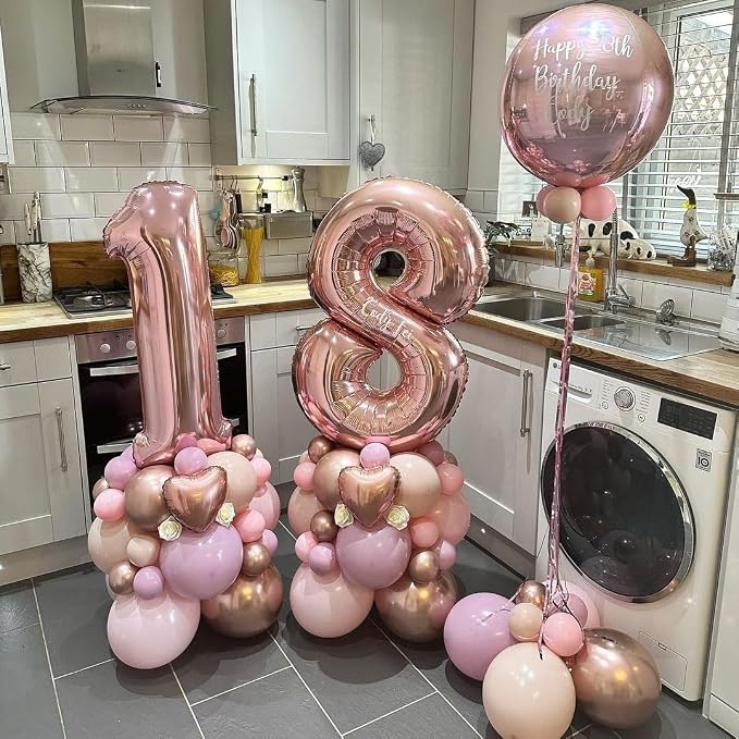 Rose Gold 18 Number Balloons, 40 Inch Big Giant Jumbo 18 or 81 Balloon Numbers - Image 6