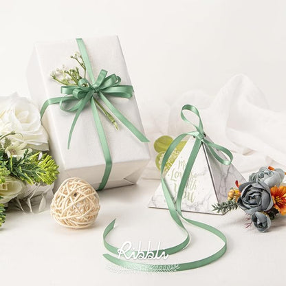 Ribbli Sage Green Satin Ribbon, Double Faced Satin 1/4 inch x Continuous 50 - Image 4