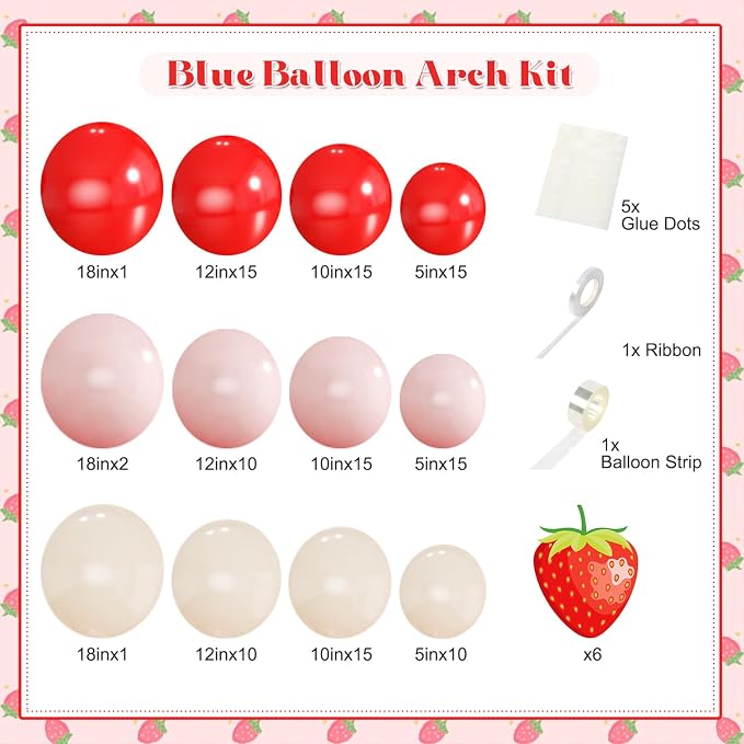 Strawberry Pink and Red Balloons Arch Kit - Image 5
