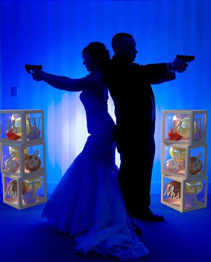 ximoogoooz Transparent Wedding Balloon Boxes 3PCS White Mr and Mrs Balloon Boxes - Image 7
