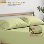 THREAD SPREAD 100% Cotton King Size Pillow Cases Set of 2-400 Thread Count Pillow Cases King Size Set of 2 (Sage Green), Luxuriously Soft Hotel Quality Sateen Weave Pillowcases, Crisp & Cool