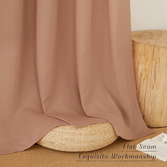 NICETOWN Thick Linen Terracotta Curtains 54 inch Length, Grommet Linen Burlap - Image 7