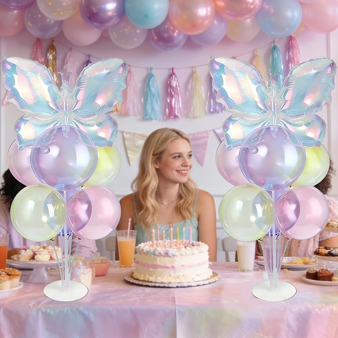 Iridescent Butterfly Party Balloons Stand Kit 2 Sets - Image 5