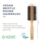 Kent V03 Vegan Boar Bristle Hair Brush, Eco Friendly Round Brush for Blow Outs and Creating Curls, Adding Volume and Root Lift (60mm)