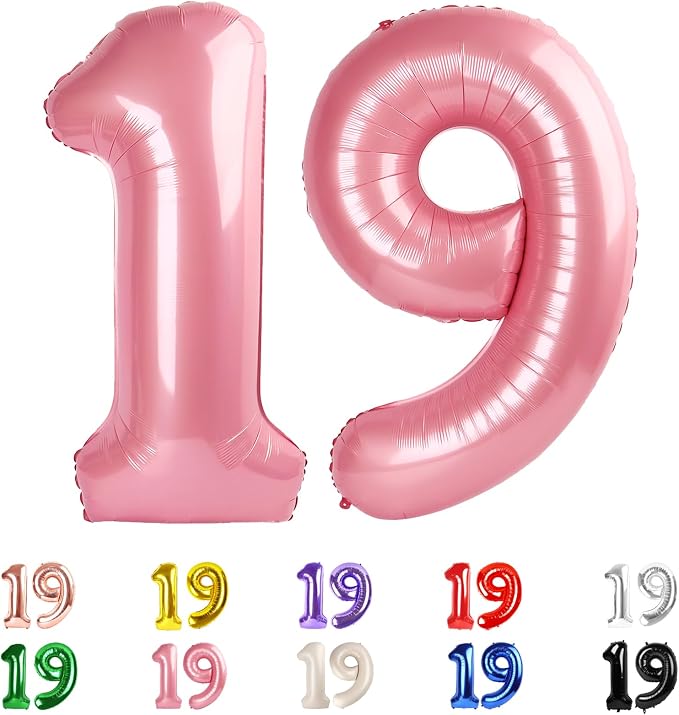 Number 19 Balloon 40Inch for 19 Year Old Birthday Decorations, Pearl Pink | by Mluchee