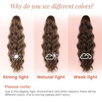 18" Ponytail Extension, Claw Clip Ponytail Extensions for Women Wavy Pony Tails Hair Extensions Fluffy Natural Looking Synthetic Hairpiece for Daily Use (Light Auburn Brown)