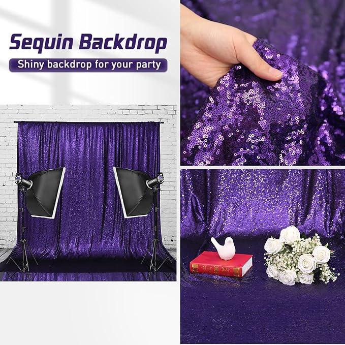 Eternal Beauty Purple 3mm Sequin Backdrop 2x8 Ft 2 Pack Wedding | Dense Sparkle - Image 8