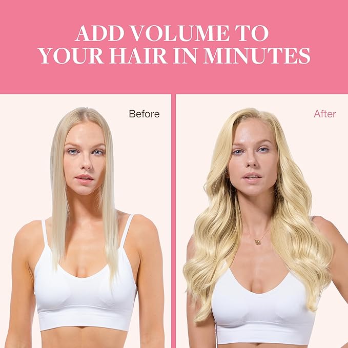 GOO GOO Clip in Hair Extensions Real Human Hair, Remy Human Hair Extensions Clip ins for Women, Natural Human Hair, 16inch 130g 7Pcs, 613R Bleach Blonde