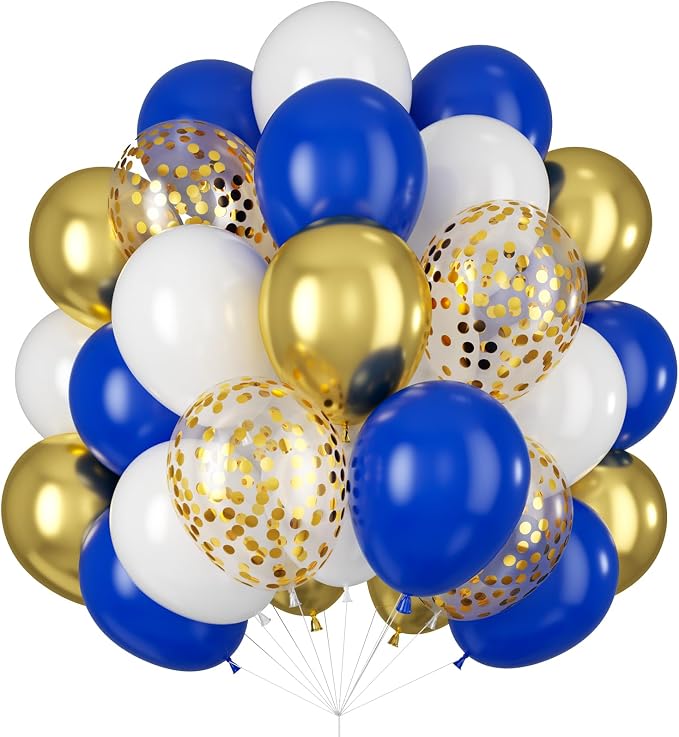 Balloons Royal Blue White Gold Balloons by Isndare