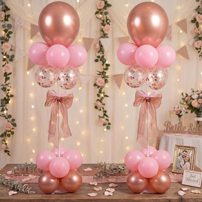 Hollowfly 2 Sets Rose Gold and Pink Balloon Stands by Hollowfly