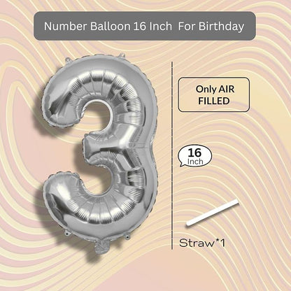 Pink Pearl Number Balloon 3 Mylar Foil Macaron Balloons 16 Inch - Image 8