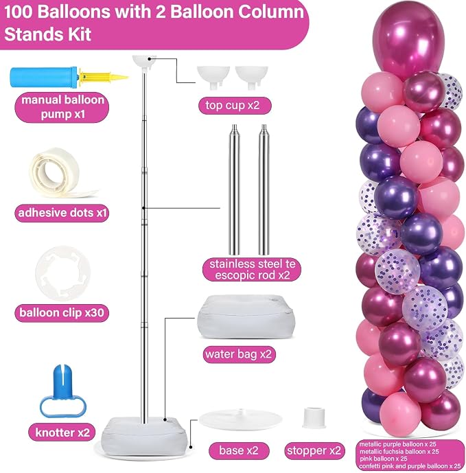 2 Sets Adjustable Balloon Column Stand Kit - Image 2