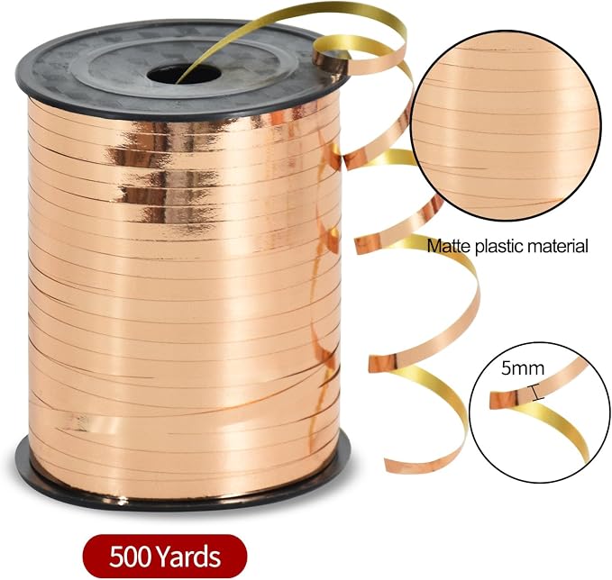 TONIFUL 500 Yards Shiny Champagne Gold Curling Ribbon Balloon String - Image 2