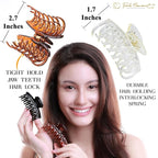 RC ROCHE 6 Pcs Double Claw Hair Clip Tooth Claw Clip Grip Tooth Jaw Clamps Thin Fine Hair Strong Hold No Slip Undo Clutchers for Women, Medium Clear Brown and Black