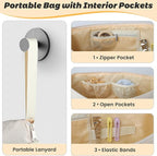Hot Hair Tools Travel Bag with Removable Heat Resistant Mat 2 in 1 Portable Hair Tool Organizer Bags for Hair Straighteners Curling Irons Hot Air Brushes Hair Dryer Women Travel Essentials (Ivory)