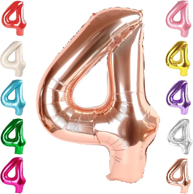 4 Balloon Numbers Birthday Decorations, 40In Rose Gold Balloons by Mluchee