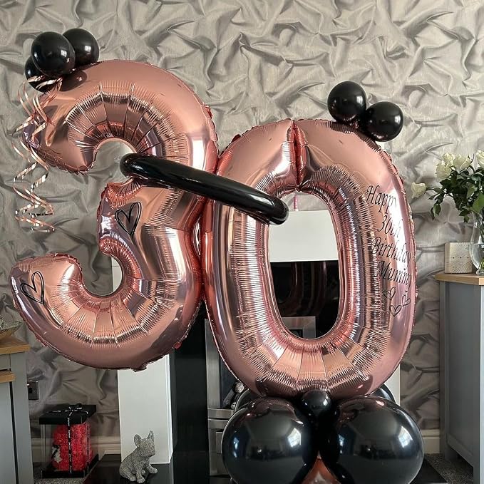 Rose Gold 40 Number Balloons, 40 Inch Big Giant Jumbo 40 Balloon Numbers Rose - Image 3