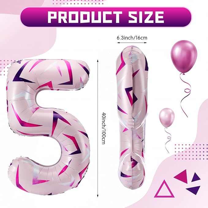 40 Inches Pink Number 5 Balloon - Image 2