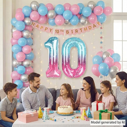 40 Inch Pink Blue Number 0 Balloon, Large Gradient Pink Blue Mylar Foil Number - Image 3