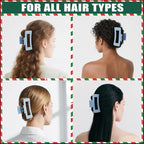 TOCESS Hair Claw Clips for Women - 8PK Large Neutral Matte Square Jumbo Hair Clips for Thick, Thin, Long, Short, Curly Hair Girls, Big Jaw Clip Set for Daily Use (Glacier Blue)