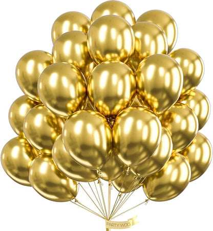 PartyWoo Gold Balloons 50pcs Gold Latex Helium Balloons 12 Inch | Birthday by PartyWoo