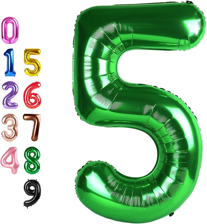 Number Balloons Green 5 Balloon 40 inch by Enyeopd