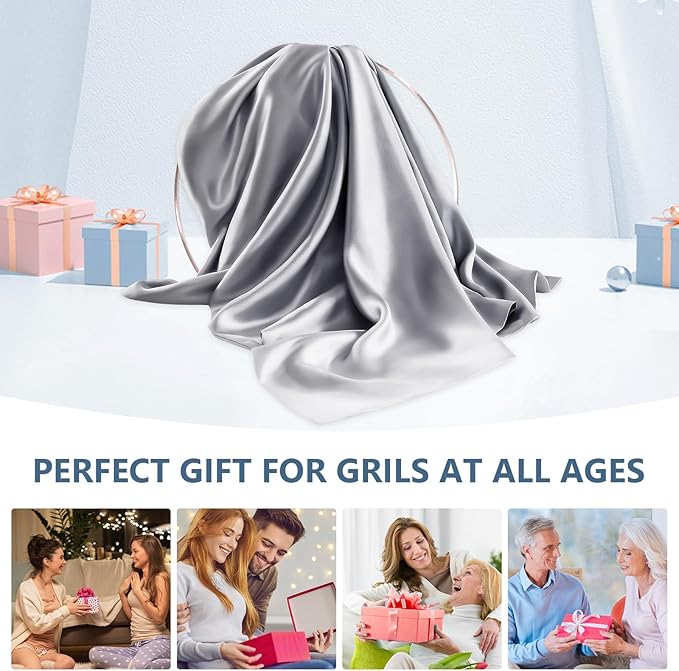 Silk Pillow Cases 2 Pack King Size Mulberry Silk Pillowcase Set of 2 for Hair & Skin 36 x 20 Inches 22 Momme Both Sided Grade 6A Silk Soft Breathable Cooling with Hidden Zipper, Grey