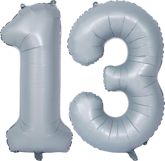 40 In Matte gray Number Balloon Helium Foil Mylar Birthday Balloon Digit 13 | by Exquisitehighqualitypartydecorationstomeetyoureveryneed%EF%BC%81