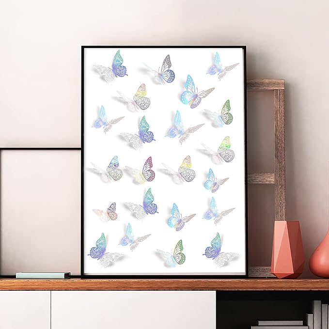 SAOROPEB 3D Butterfly Wall Decor, Removable Metallic Wall Sticker Room Mural - Image 5