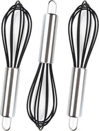 Hair Color Whisk Set - 3 Silicone Mixers with Stainless Steel Handles - Hair Dye Whisks for Blending Color in Salon or Home Use - Professional Hair Color Mixing Tools